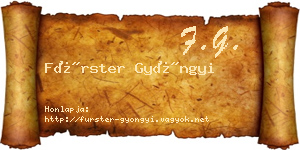 Fürster Gyöngyi névjegykártya